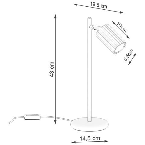 Lampada Da Tavolo Karbon Bianco Sl. 1548 - Minimalista Lampada Da Scrivania Bianco 43x14.5x19.5 Cm - Foto 2