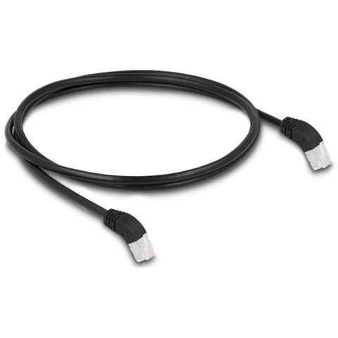 Cavo di rete RJ45 Cat. 6A S /FTP da 45° angolato verso l'alto 1 m nero - Foto 1