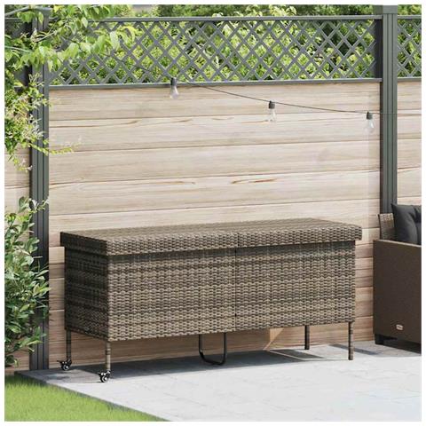 Contenitore da Giardino con Ruote Grigio 160x55x75cm Polyrattan - Foto 2