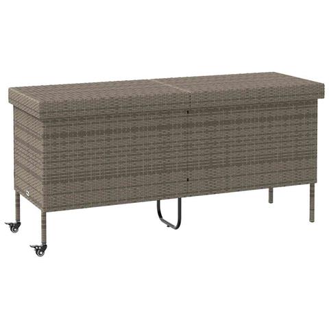 Contenitore da Giardino con Ruote Grigio 160x55x75cm Polyrattan - Foto 1