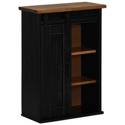 Pensile Halden Con Anta Scorrevole Nero 49x22,5x70 Cm In Pino - Foto 2