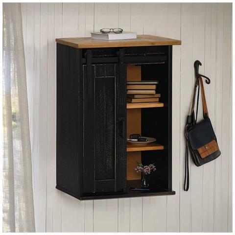 Pensile Halden Con Anta Scorrevole Nero 49x22,5x70 Cm In Pino - Foto 1