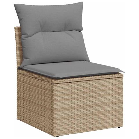 Set Divani Da Giardino 7 Pz Con Cuscini Beige In Polyrattan - Foto 3