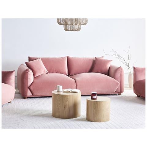 Divano 3 Posti Luvos Velluto Rosa - Foto 1