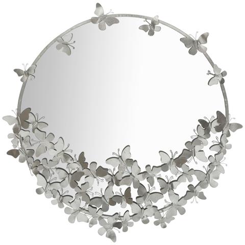 Specchio Con Cornice Farfalla 30 - Argento - Metallo - 91x3x94 Cm - Foto 1