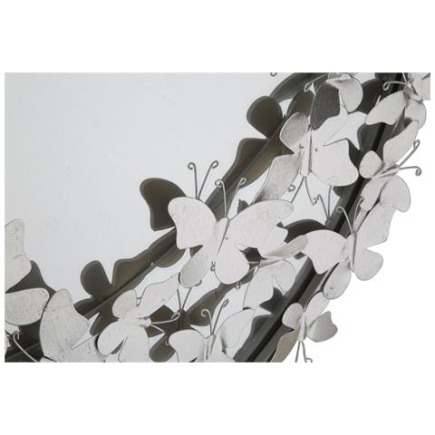 Specchio Con Cornice Farfalla 30 - Argento - Metallo - 91x3x94 Cm - Foto 2