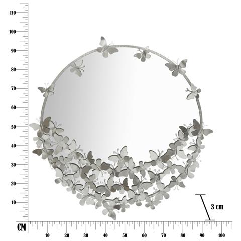 Specchio Con Cornice Farfalla 30 - Argento - Metallo - 91x3x94 Cm - Foto 7