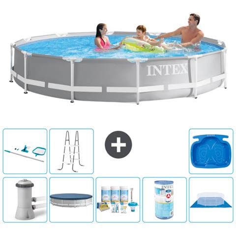 Piscina Fuori Terra - In Giro - 366x76 Cm - Grigio - Include Accessori Coordinati A2107 - Foto 1