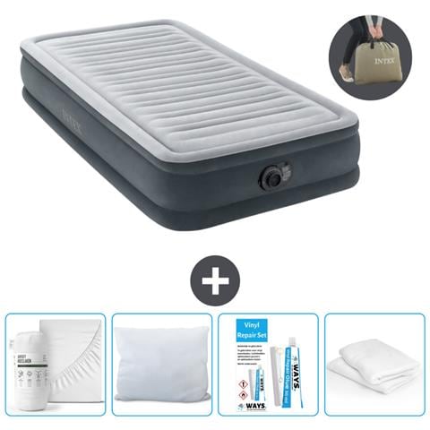 Set Materassino Gonfiabile - 191x99x33 Cm - Lichtgrijs - Include Accessori Coordinati - Foto 1