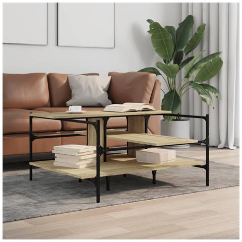 Lusso Casadino -  Tavolino Salotto Rovere Sonoma 100x100x48,5cm Legno multistrato - Foto 2