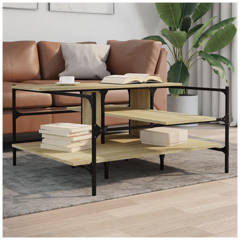 Lusso Casadino -  Tavolino Salotto Rovere Sonoma 100x100x48,5cm Legno multistrato - Foto 8