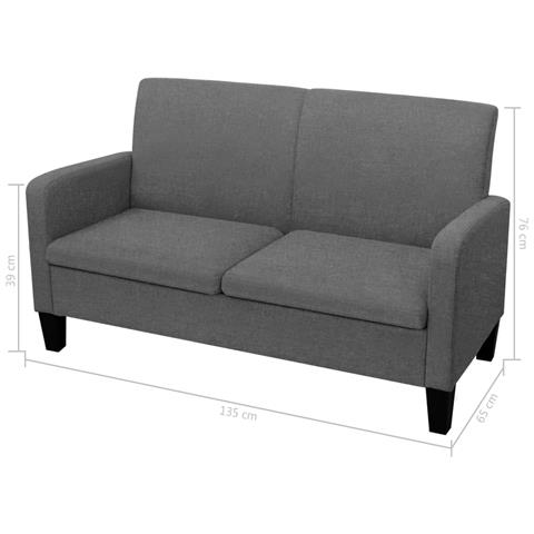 Set Di Divani In Tessuto 2 Pz Grigio Scuro - Foto 8