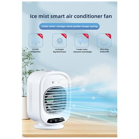 Ventilatore Nebulizzatore Rrescante - Refrigeratore D'aria Da Tavolo Intelligente Con 3 Velocità - Foto 7