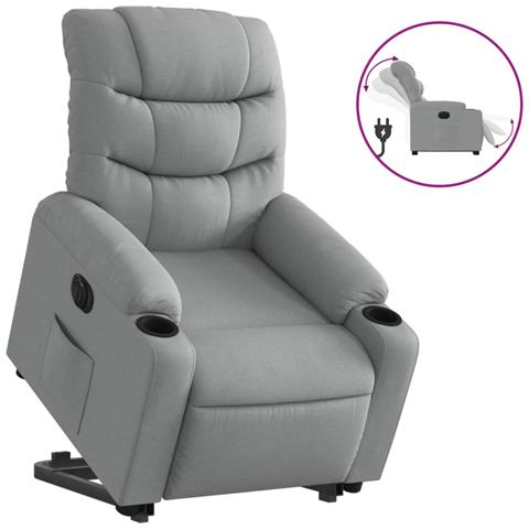 Poltrona Reclinante Alzapersona Elettrica Grigio Chiaro Tessuto - Foto 1