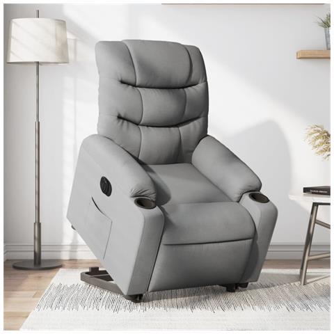 Poltrona Reclinante Alzapersona Elettrica Grigio Chiaro Tessuto - Foto 2