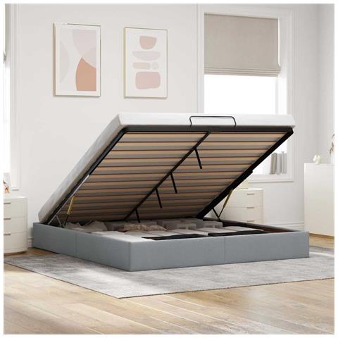 Struttura Letto Pouf senza Materasso 180x200 cm in Tessuto - Foto 2