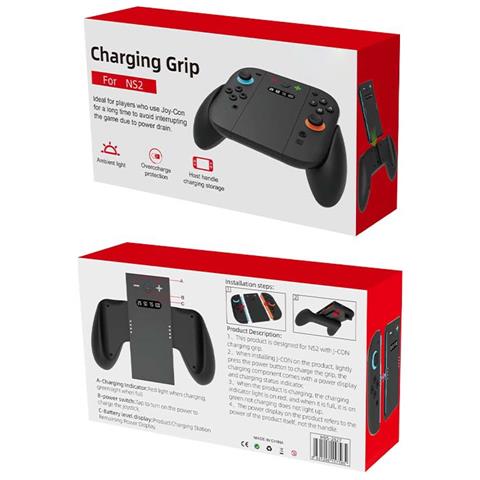 Caricatore Per Controller Switch2 Compatibile Con Manopole Sinistra E Destra, Design Nero Con Impugnatura Rimovibile - Foto 6