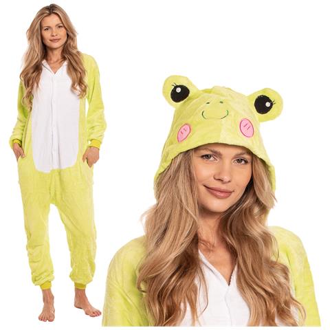 Pigiama Da Donna Tuta Kigurumi Onesie Costume Rana Verde 155-165 Cm M - Foto 1