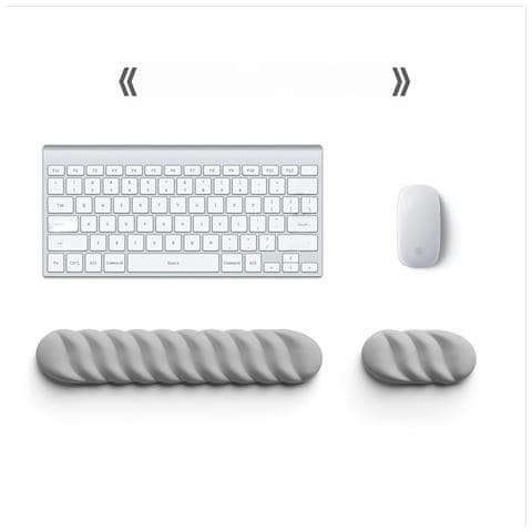 Combo Ergonomico Poggiapolsi Tastiera E Mouse Pad Per Sollievo Affaticamento Mani In Ufficio Grey - Foto 1