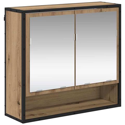 Mobiletto per specchio da bagno con porta rovere artigianale - Foto 1