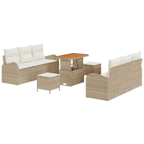 Set Divano da Giardino 9 pcs Beige e Crema 90 x 55 x 71 cm - Foto 1