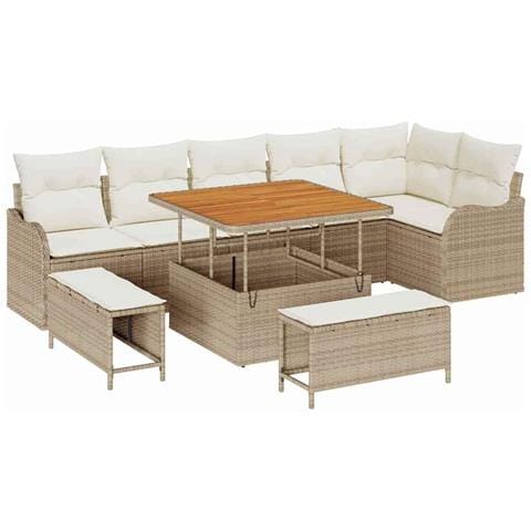Set Divano da Giardino 9 pcs Beige e Crema 100 x 100 x 71 cm - Foto 1