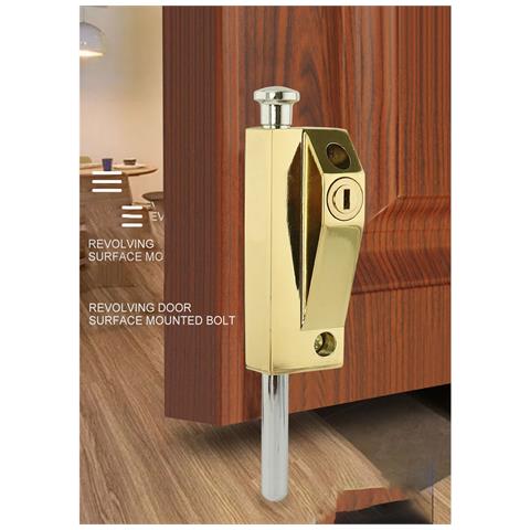 Serratura A Catenaccio Rotante - Chiavistello A Molla Montato In Superficie Per Porte In Legno Intelaiate Gold - Foto 5