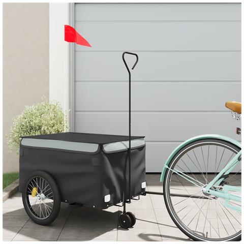 Rimorchio da Bici Nero e Grigio 30 kg in Ferro - Foto 2