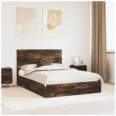 Letto con Contenitore con testiera Rovere fumé 135 x 190 cm - Foto 2