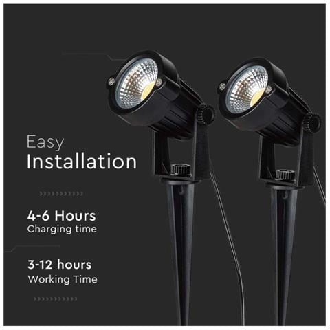 2*Faretti LED da Giardino 2*1.2W con Picchetto e Pannello Solare Colore Nero 3000K IP65, colore Nero - Foto 2