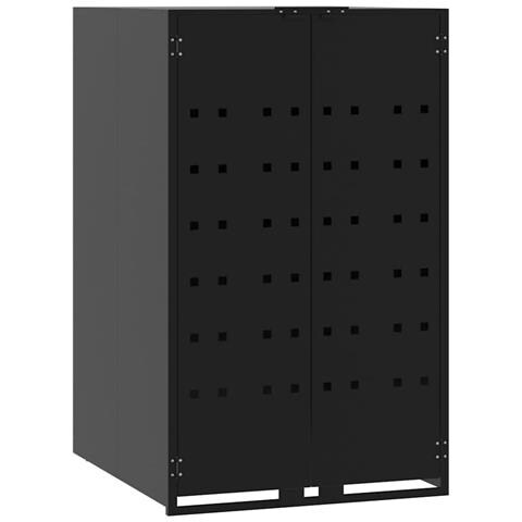 Copribidone con Ruote per Bidone Singolo Nero 69x79x117 Acciaio - Foto 1