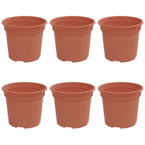 Vaso Rotondo per Fiori 6 pcs Rosso Mattone Ø 12,5 x 10 cm - Foto 1
