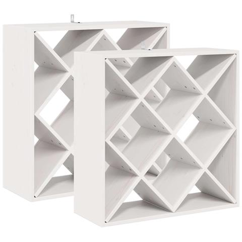 Portabottiglie 2 pcs Bianco 62 x 25 x 62 cm Pino massello - Foto 1