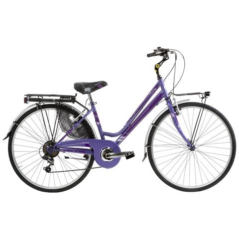 Bici Da Donna City Bike Bicicletta Misura 26 Linea Moving Lusso Cambio 6v Mov26d6vl Completa Di Accessori E Luci A Led - 44 Viola - Foto 1