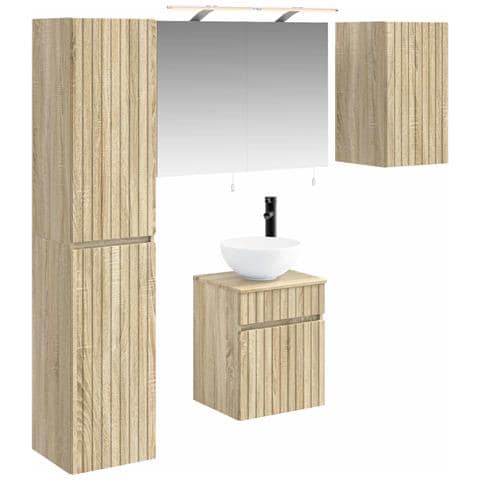 Set di Armadi da Bagno 5 pcs Rovere Sonoma 40 x 10,5 x 60,5 cm - Foto 1