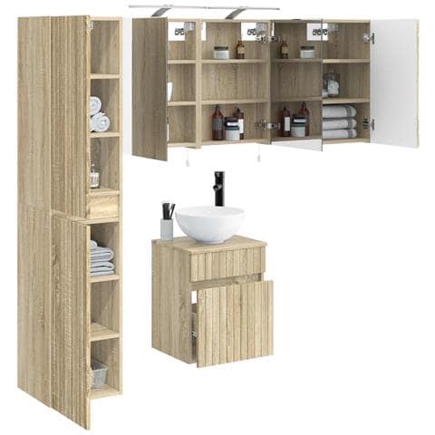 Set di Armadi da Bagno 5 pcs Rovere Sonoma 40 x 10,5 x 60,5 cm - Foto 2