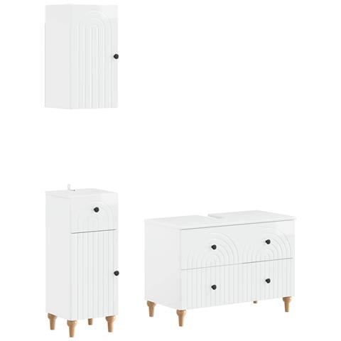 Set di armadietti da bagno in 3 pezzi ALKMAAR Bianco Lucido - Foto 1