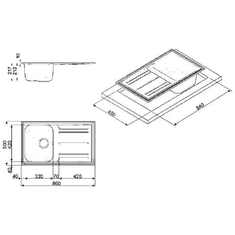 Lavello LZ861P 1 Vasca con Gocciolatoio Dimensioni 86 x 50 cm Colore Panna Serie Rigae - Foto 8