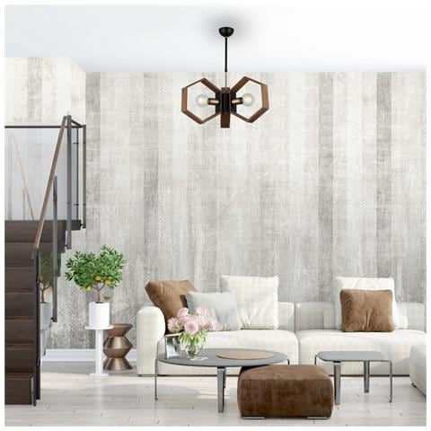 Lampada A Sospensione Lugo - Lampadario - Da Soffitto - Oro, Nero, Legno In Metallo, Legno, 47 X 47 X 69 Cm, 2 X E27, Max 40w - Foto 2