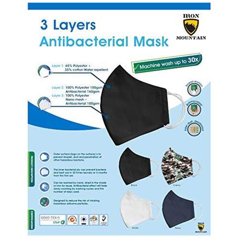 5 Pack 3 Strato Di Poliestere Di Cotone Nano Mesh 30 X Lavabile 3 Mesi Indossare Una Maschera Antibatterico Droplet Polvere E Infiltrazioni Dacqua Repellente Viso Nero - Foto 4