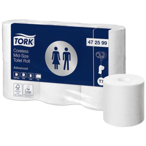 Dispenser Carta Igienica Tork OptiServe A 4 Rotoli Senz'anima - Verticale, Bianco, Modello T7, Per Bagni Pubblici E Uffici
