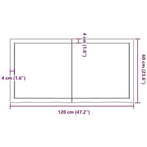 Ripiano Muro Marrone 120x60x (2-4) cm Massello Rovere Trattato - Foto 2