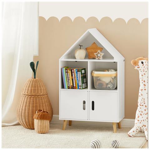 Libreria Per Bambini Scaffale Per Giocattoli Mensola Portaoggetti Mobili Per La Camera Dei Bambini Bianco 60x30x103cm Kmb58-w Sobuy - Foto 5