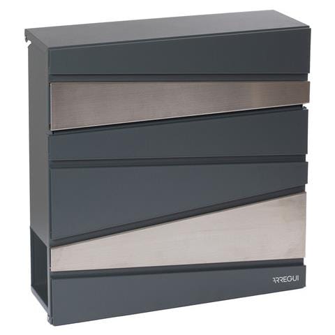Armor E6905 Cassetta Postale In Acciaio E Acciaio Inossidabile Con Portagiornali, Din A4, Con Coperchio Protettivo, Grigia Antracite E Inox - Foto 1