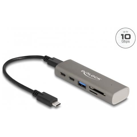 Hub USB 10 Gbps a 3 porte con lettore di schede SD e Micro SD con connettore USB Type-C - Foto 1