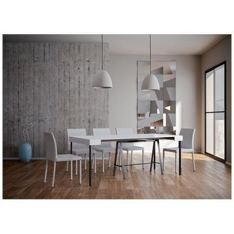 Consolle Allungabile 90x40/196 Cm Banco Small Telaio Antracite - Bianco Frassino - Foto 2