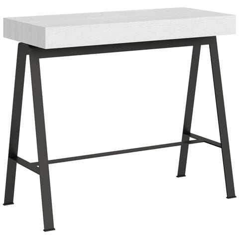 Consolle Allungabile 90x40/196 Cm Banco Small Telaio Antracite - Bianco Frassino - Foto 5