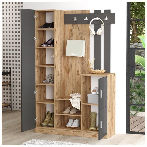 Mobile D'ingresso Design Legno E Grigio Con Specchio Anka - Foto 2
