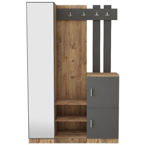Mobile D'ingresso Design Legno E Grigio Con Specchio Anka - Foto 1