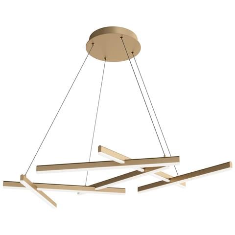 Lampadario A Sospensione Moderno Line Metallo Oro Acrilico 6 Luci Led 75w - Foto 1
